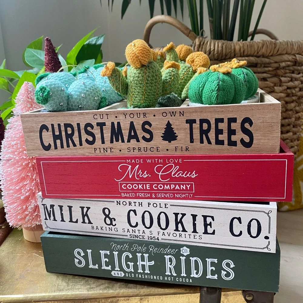 Target Holiday Decor Wooden Boxes - Red, Green, Brown